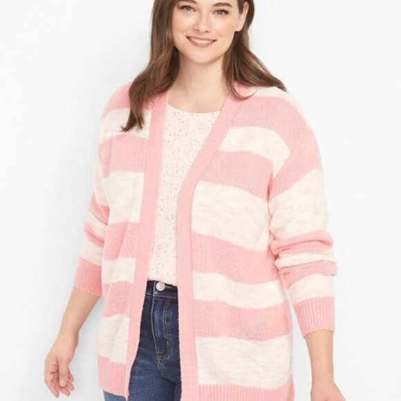 Lane Bryant Sweaters - NWT Lane Bryant Women's 18/20 Open Front Cardigan Sweater Pink Striped